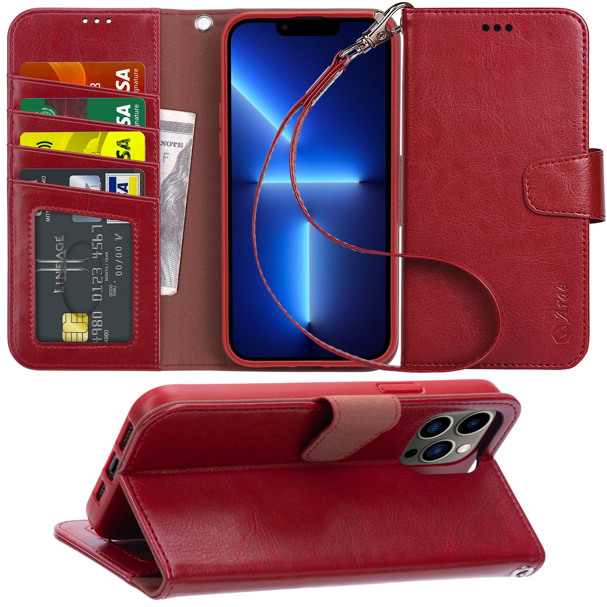 Arae Compatible with iPhone 13 Pro and 13 Pro Max Case Wallet Flip Cov –  Arae case