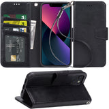 Arae Compatible with iPhone 13 and 13 Mini Case Wallet Flip Cover with Card Holder and Wrist Strap