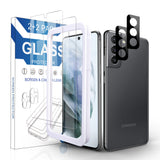 Arae 2 Pack Screen Protector for Samsung Galaxy S21 FE + 2 Pack Camera Lens Protector, HD Tempered Glass Anti Scratch Work with Most Case,6.4 inch