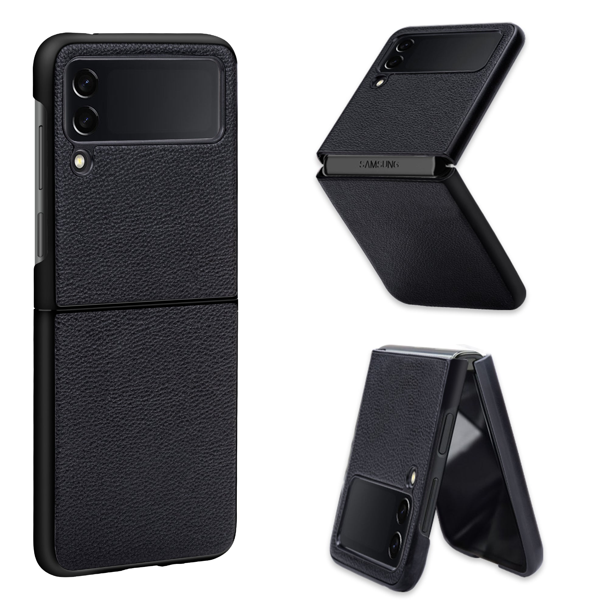 Arae Z Flip 3 Case, Samsung Galaxy Flip 3 Case, Ultra Slim Leather