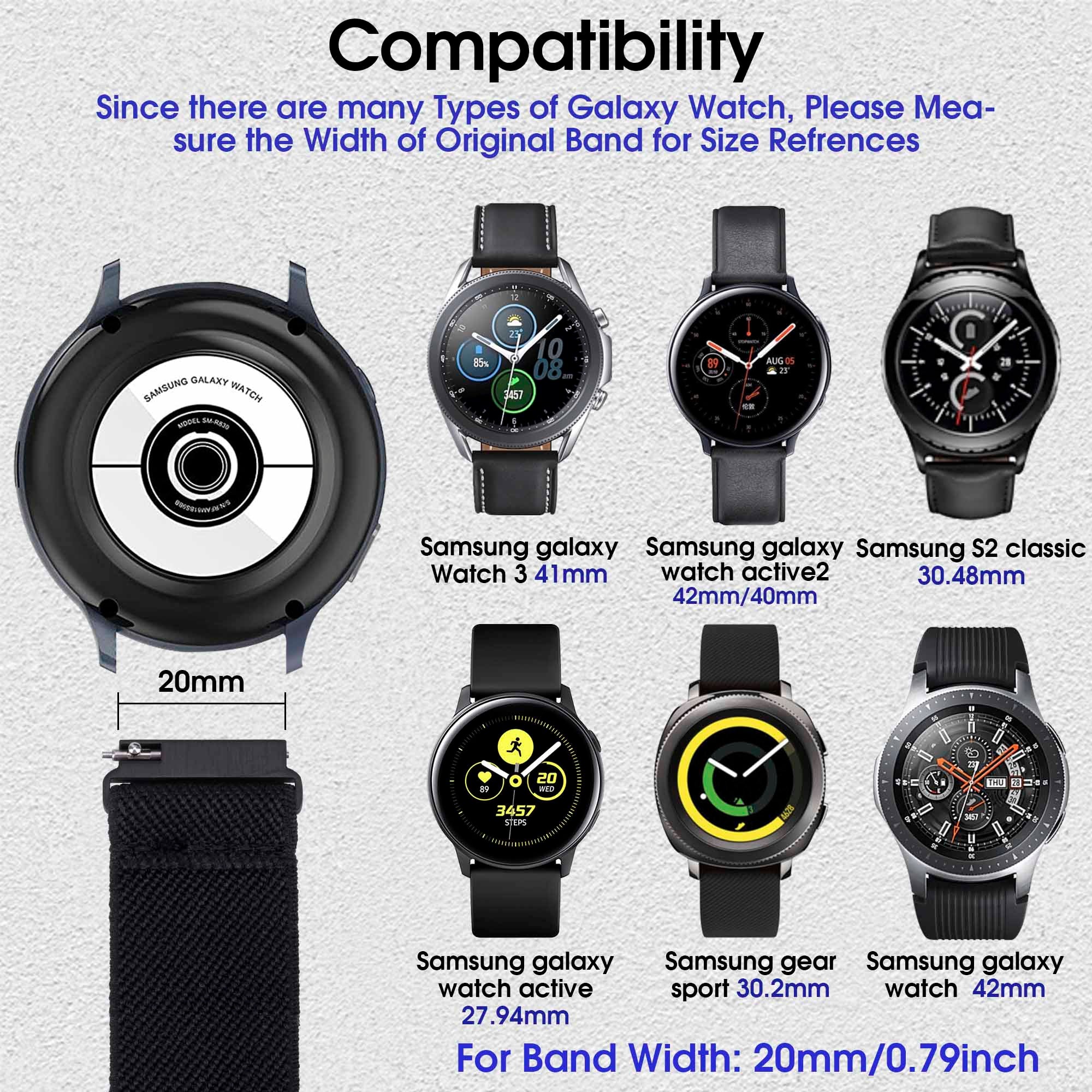 Arae Adjustable Stretchy Watch Band with 20mm Width Arae Adjustable Stretchy Watch Band with 20mm Width