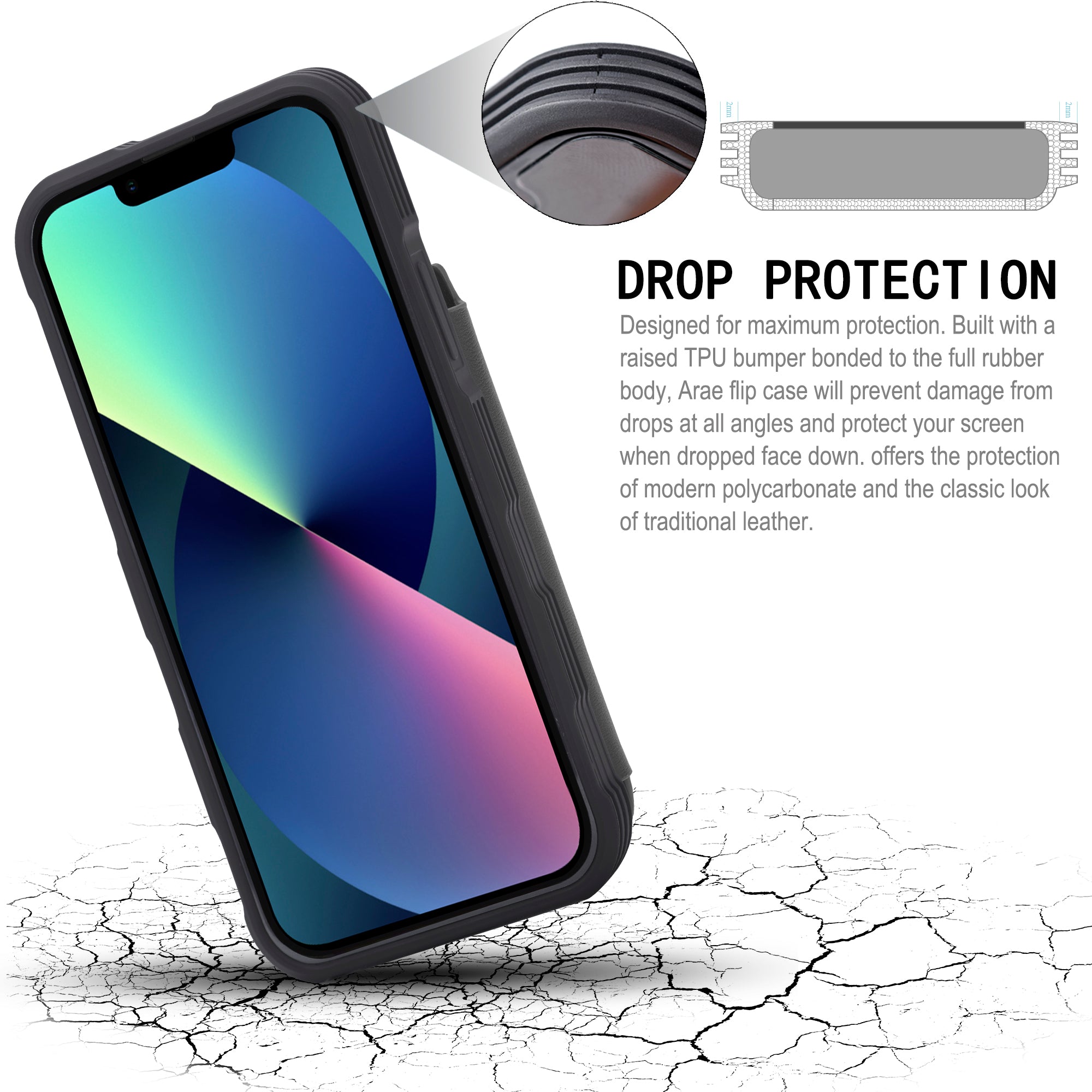 Arae Compatible with iPhone 13 Pro and 13 Pro Max Case Wallet Flip