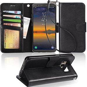 Click image to open expanded view Arae Case Compatible for Samsung Galaxy S8 Active, [Wrist Strap] Flip Folio [Kickstand Feature] PU Leather Wallet case with ID&Credit Card Pockets (not for s8)