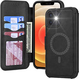 Arae Compatible with iPhone 12 Case and iPhone 12 Pro Case Wallet [Magnetic Wireless Charge] with Card Holder [RFID Blocking] for iPhone 12/12 Pro