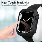 2 Pack Arae Hard PC Cases Tempered Glass Screen Protector for Apple Watch/iwatch Series 7 45 mm Accessories Full Protective Coverage Defense Edge with High touch Sensitive Women Men Black