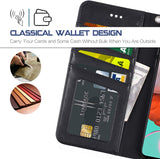 Arae Case for Samsung Galaxy A51 PU Leather Wallet Case Cover [Stand Feature] with Wrist Strap and [4-Slots] ID&Credit Cards Pocket for Samsung Galaxy A51 - Black