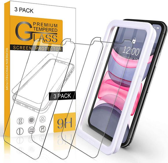 Arae Screen Protector for iPhone Xr/iPhone 11, HD Tempered Glass, Anti Scratch Work with Most Case, 6.1 inch, 3 Pack