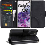 Arae Case for Samsung Galaxy S20 [Not for S20 FE] PU Leather Wallet Case Cover [Stand Feature] with Wrist Strap and [4-Slots] ID&Credit Cards Pocket for Galaxy S20 5G 6.2 inch