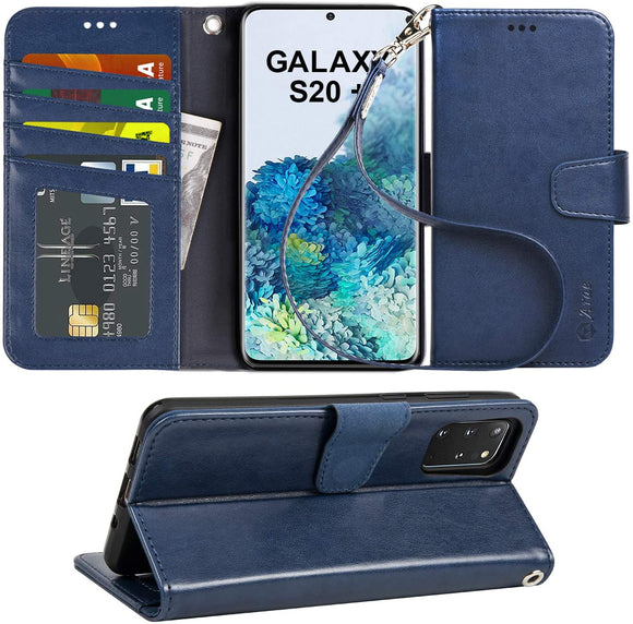 Arae Case for Samsung Galaxy S20+ / S20 Plus PU Leather Wallet Case Cover [Stand Feature] with Wrist Strap and [4-Slots] ID&Credit Cards Pocket for Galaxy S20 Plus [not for S20]