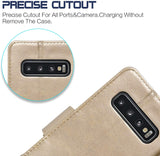 Arae Case Compatible for Samsung Galaxy S10, PU Leather Wallet case [Stand Feature] with Wrist Strap and [4-Slots] ID&Credit Cards Pockets