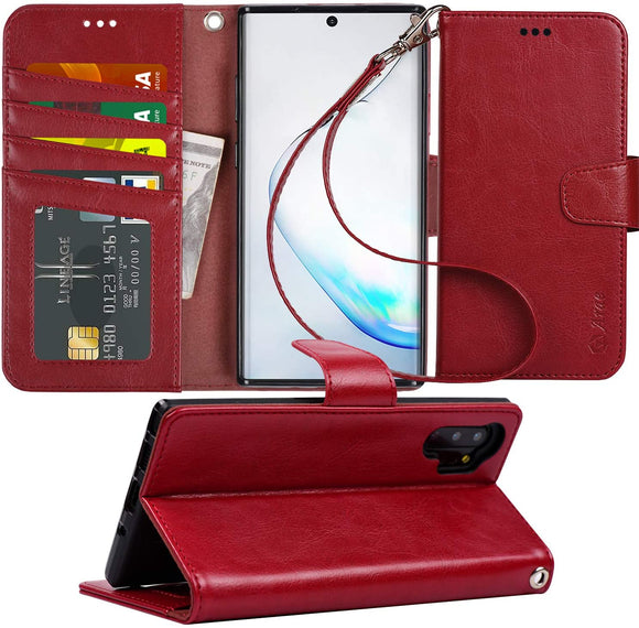 Arae Wallet Case for Samsung Galaxy Note 10 Plus/Note 10 Plus 5G PU Leather flip Cover [Stand Feature] with ID&Credit Cards Pocket for Galaxy Note 10+ / Note 10+ 5G 6.8 inch