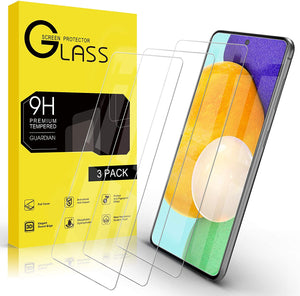 Arae Screen Protector for Samsung Galaxy A52 5G 4G, HD Tempered Glass, Anti Scratch Work with Most Case, 6.5 inch, 3 Pack