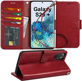 Arae Case for Samsung Galaxy S20+ / S20 Plus PU Leather Wallet Case Cover [Stand Feature] with Wrist Strap and [4-Slots] ID&Credit Cards Pocket for Galaxy S20 Plus [not for S20]