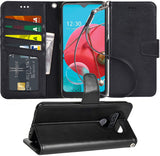 Arae Case for LG K51 PU Leather Wallet Case Cover [Stand Feature] with Wrist Strap and [4-Slots] ID&Credit Cards Pocket for LG K51