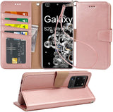 Arae Wallet Case for Samsung Galaxy S20 Ultra with Wrist Strap and Credit Card Holders [not for Plus]