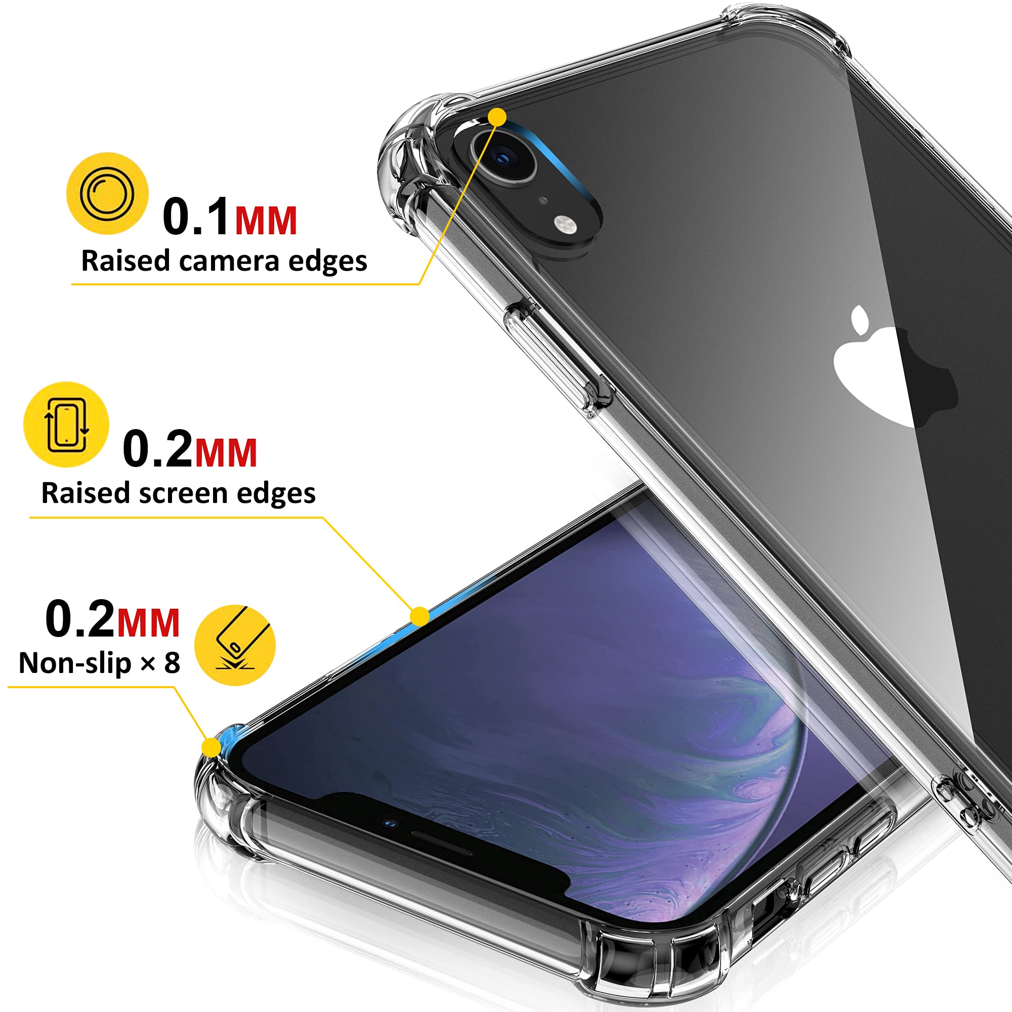Arae Compatible with iPhone XR Case Hard PC + Soft TPU Frame