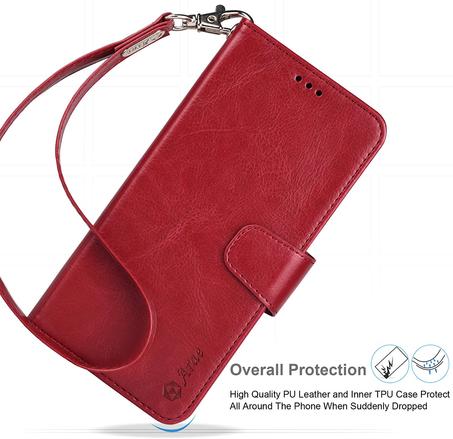 Samsung Note 8 PU Leather Wallet Case - Red