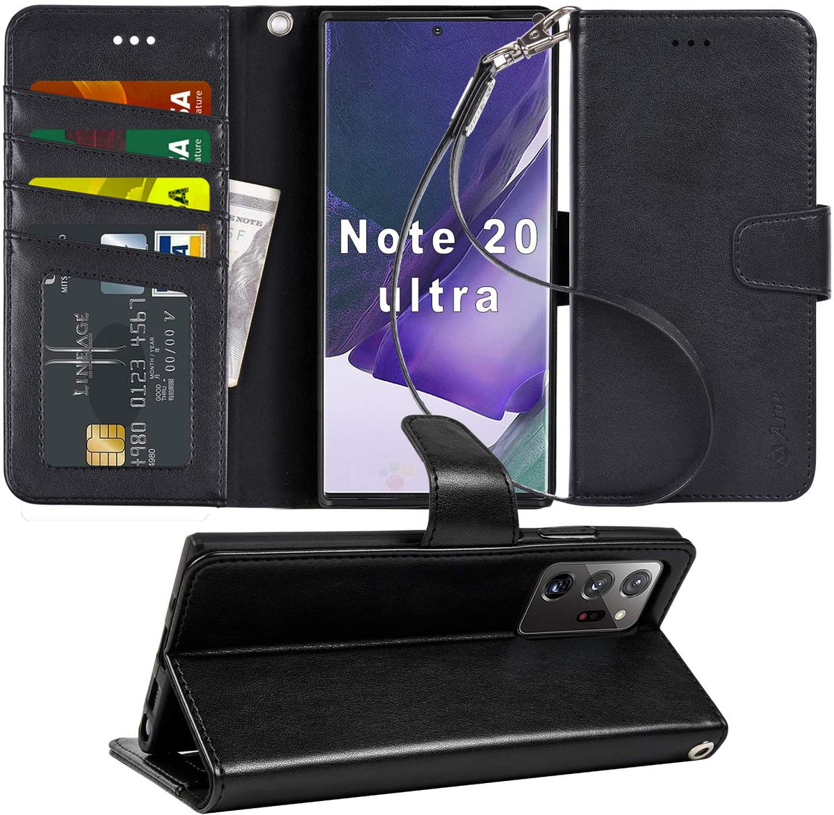 Arae Wallet Case for Samsung Galaxy Note 20 Ultra with Wrist Strap and ...