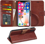 Arae Wallet Case for iPhone Xs Max PU Leather flip case Cover [Stand Feature] with Wrist Strap and [4-Slots] ID&Credit Cards Pocket for iPhone Xs Max 6.5 inch