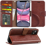 Arae Case for iPhone 11 PU Leather Wallet Case Cover [Stand Feature] with Wrist Strap and [4-Slots] ID&Credit Cards Pocket for iPhone 11 6.1 inch 2019