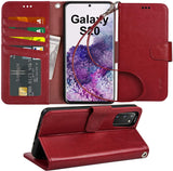 Arae Case for Samsung Galaxy S20 [Not for S20 FE] PU Leather Wallet Case Cover [Stand Feature] with Wrist Strap and [4-Slots] ID&Credit Cards Pocket for Galaxy S20 5G 6.2 inch