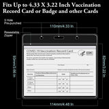 Vaccine Card Protector CDC Immunization Paper Arae 4 X 3 Inch Waterproof Clear PVC Horizontal Cover Holder Resealable Reusable Multifunctional ID Card Name Tag Badge Cards Holder Sleeve 2 Packs
