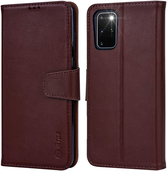 Arae Samsung Galaxy S20 Plus Case - Genuine Cowhide Leather Wallet Case [Stand Function] with [RFID Blocking] ID&Credit Card Holder and Pocket for Galaxy S20 Plus 6.7 inch [Not for Ultra]
