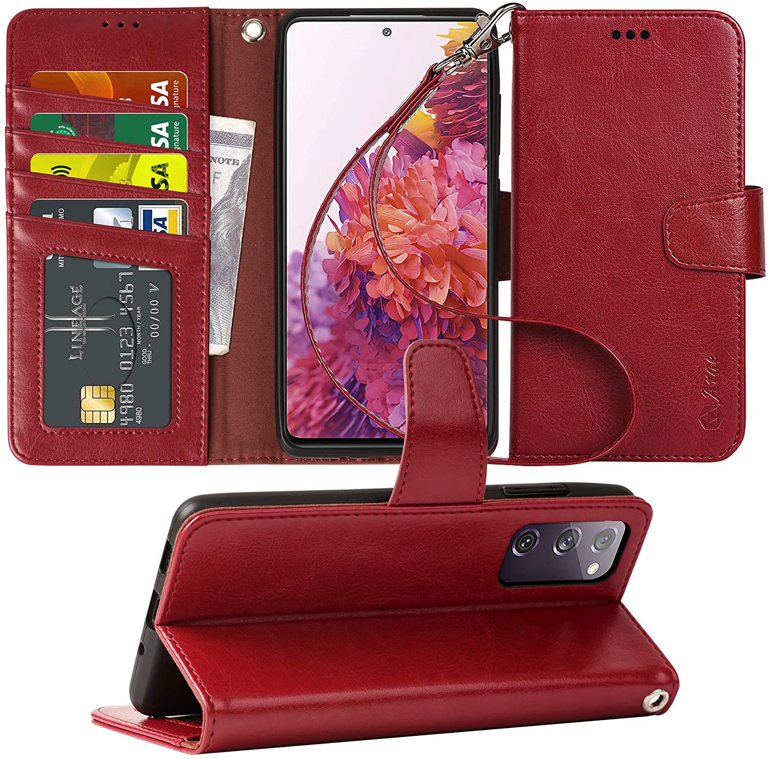 Arae Case for Samsung Galaxy S20 FE 5G PU Leather Wallet Case Cover [S Arae case Arae Case for Samsung Galaxy S20 FE 5G PU Leather Wallet Case Cover [S Arae case