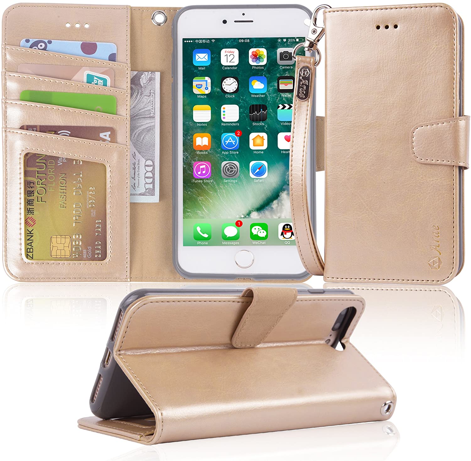 Arae Case for iPhone 7 Plus/iPhone 8 Plus, Premium PU Leather Wallet C – Arae case Arae Case for iPhone 7 Plus/iPhone 8 Plus, Premium PU Leather Wallet C – Arae case
