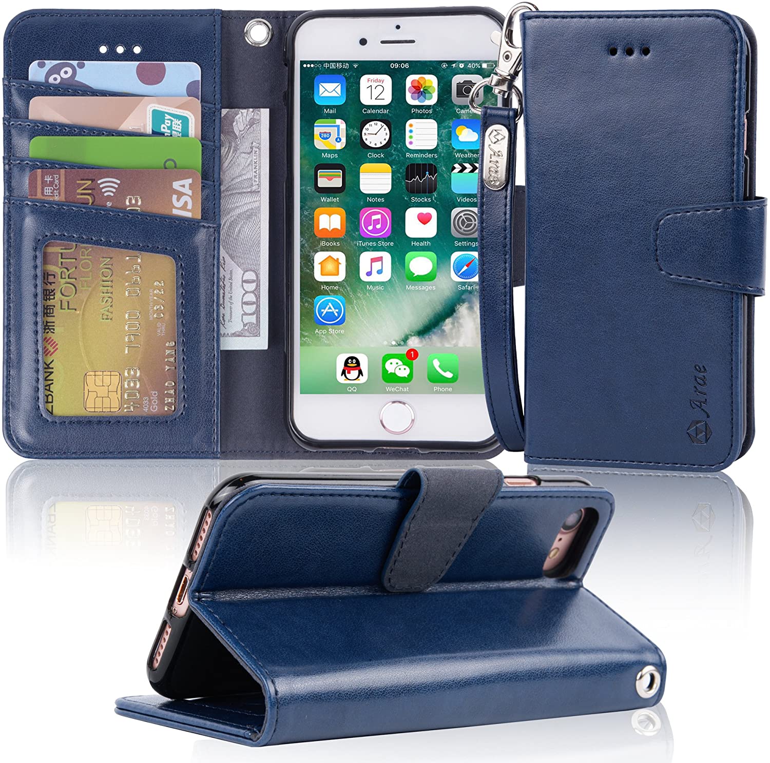 Arae Case for iPhone 7 / iPhone 8 / iPhone SE 2020, Premium PU