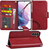 Arae Case for Samsung Galaxy S21 Plus Wallet Case Flip Cover with Card Holder and Wrist Strap for Samsung Galaxy S21 Plus / S21+ 6.7 inch