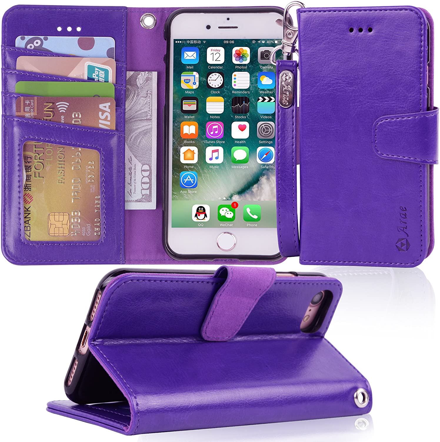 Arae Case for iPhone 7 / iPhone 8 / iPhone SE 2020, Premium PU