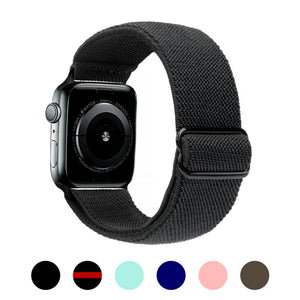Arae Stretchy Nylon Apple Watch Band Compatible with Apple Watch Series 6 5 4 SE 44mm 40mm and Series 3 42mm 38mm Adjustable Solo Loop Sport Elastic Watch Band Strap for Men Women