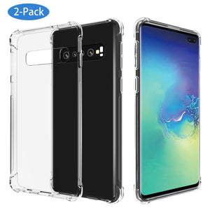 Arae Samsung Galaxy S10 Plus / S10+ Case, Clear Back Soft Panel [Scratch Resistant] with Reinforced Corners [Shock Resistant] and Flex TPU Bumper for Galaxy S10+ / S10 Plus [2 Pack] - Crystal Clear