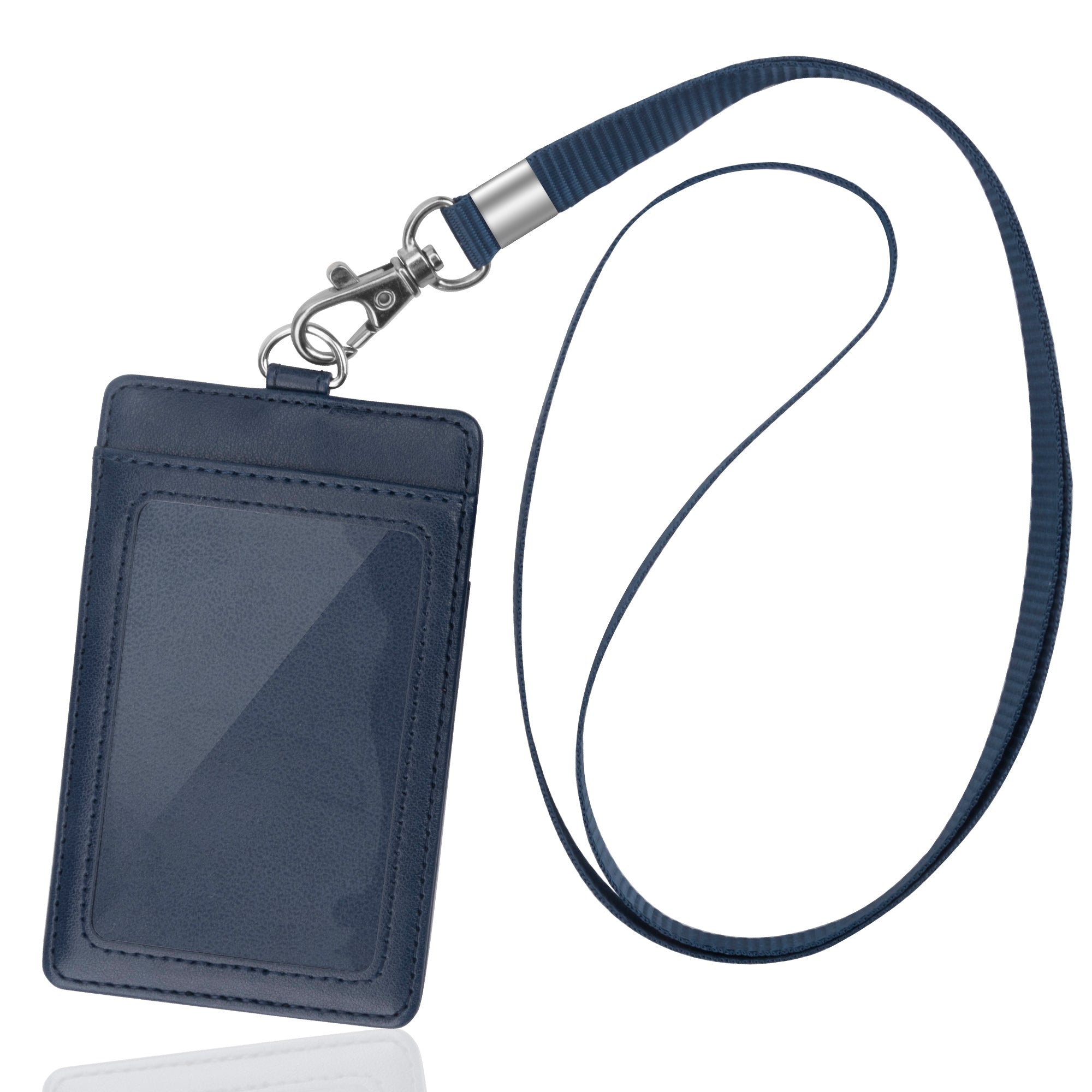Arae Card Holder Vertical PU Leather Badge Holder with 1 Clear ID