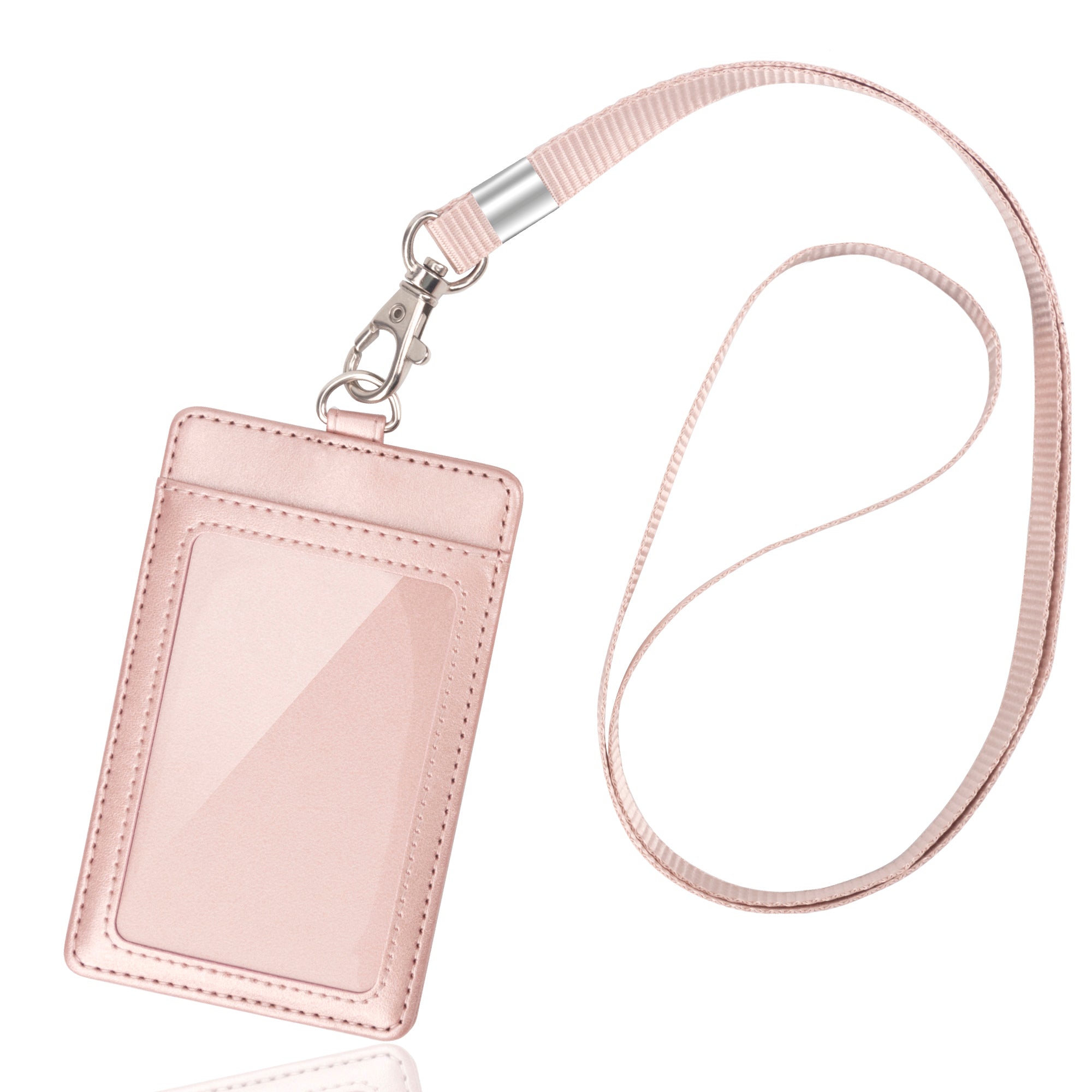 PU Leather Business Credit Card Holder Badge with Lanyard Neck