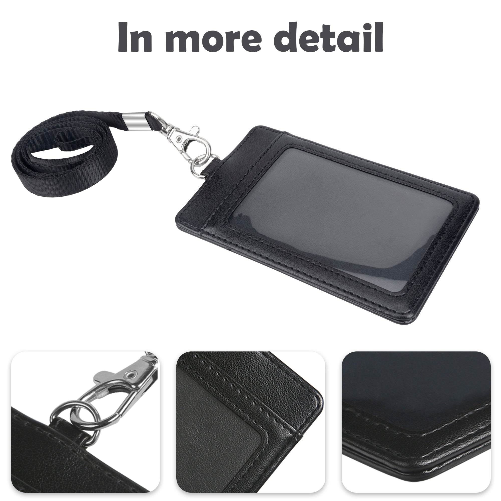 Black Leather ID Card Holder, For Office