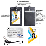 Arae Card Holder Vertical PU Leather Badge Holder with 1 Clear ID Card Window 1 Card Slot and 1 Neck Lanyard for Office/School ID Credit Card Driver License