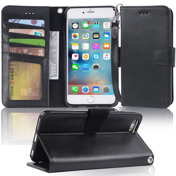 Arae Wallet case for iPhone 6s Plus/iPhone 6 Plus [Kickstand Feature] PU Leather with ID&Credit Card Pockets for iPhone 6 Plus / 6S Plus 5.5 inch (not for 6/6s)