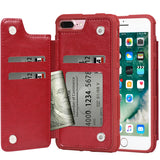 Arae Case for iPhone 7 Plus/iPhone 8 Plus - Wallet Case with PU Leather Card Pockets [Shockproof] Back Flip Cover for iPhone 7 Plus / 8 Plus 5.5 inch