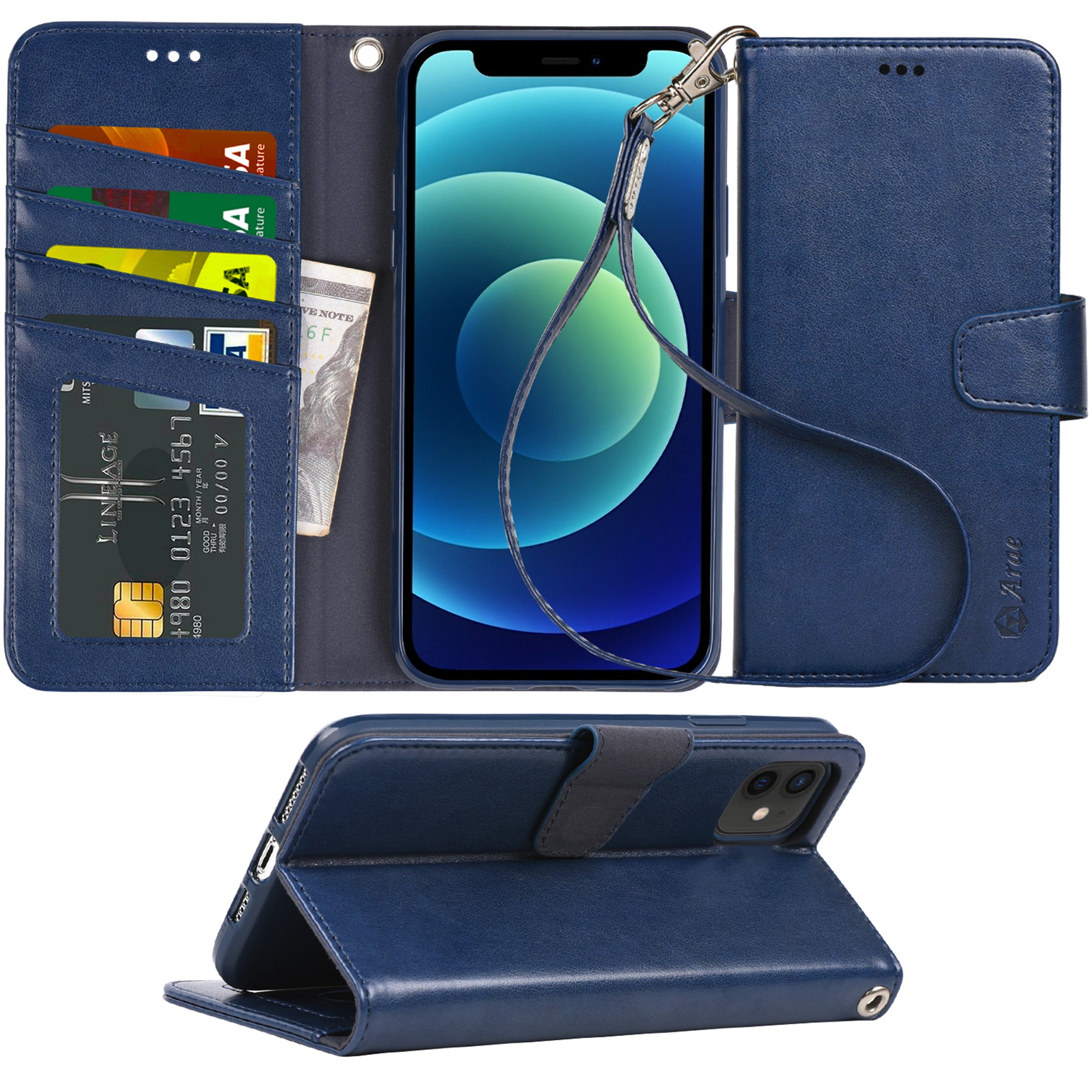 Arae for iPhone 12 Mini Case with Credit Card Holder and Wrist Strap – Arae case Arae for iPhone 12 Mini Case with Credit Card Holder and Wrist Strap – Arae case