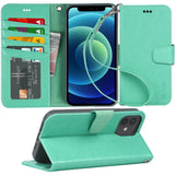 Arae for iPhone 12 Mini Case with Credit Card Holder and Wrist Strap
