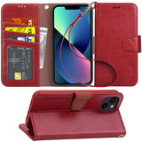 Arae Compatible with iPhone 13 and 13 Mini Case Wallet Flip Cover with Card Holder and Wrist Strap