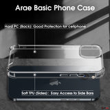 Arae Phone Case Compatible for iPhone 13 and 13 Mini TPU Bumper+ Hard PC Back Cover Shockproof Anti-Scratch Drop Protection Basic Case - 1 Pack, Clear
