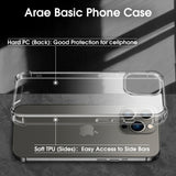 Arae Phone Case Compatible for iPhone 13 Pro and Pro Max  TPU Bumper+ Hard PC Back Cover Shockproof Anti-Scratch Drop Protection Basic Case - 1 Pack, Clear