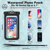 Arae Waterproof Phone Pouch Compatible for iPhone 13 12 Pro Max 11 XS XR X 8 7 Plus Galaxy S21 Ultra Notes and Other Devices Up to 6.7 Inches Cellphone Dry Bag - 2 Pack Black